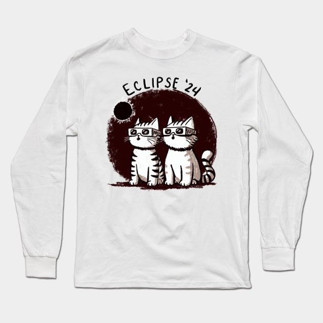 Solar Eclipse Cats Long Sleeve T-Shirt by KilkennyCat Art
